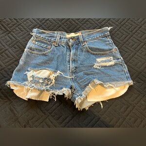 Levi's Blue Distressed Cutoff Denim Shorts